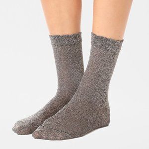 NEW Kate Spade Sparkle Crew Socks NWT Black Gold Metallic